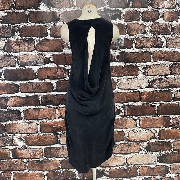 Benjamin Jay Dress Black Cupro Open Back High Low Size Small - Picture 6 of 13